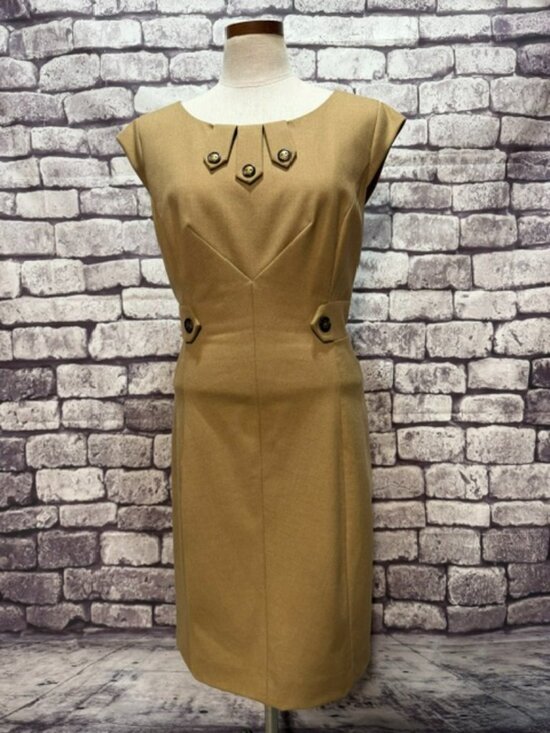 Tahari Dresses & Skirts - Tahari Camel Colored Fully Lined Cap Sleeve Dress Size 14
